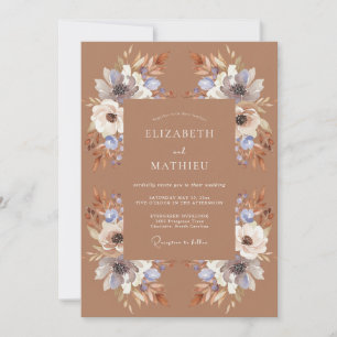 Terracotta Periwinkle Watercolor Wedding Invitation