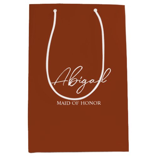 Terracotta Personalized Boho Wedding Party Name Medium Gift Bag