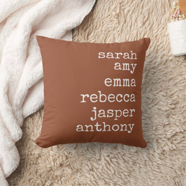 Terracotta Personalized Family Names Monogram  Throw Pillow (Blanket)