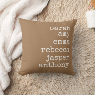 Terracotta Personalized Family Names Monogram  Throw Pillow