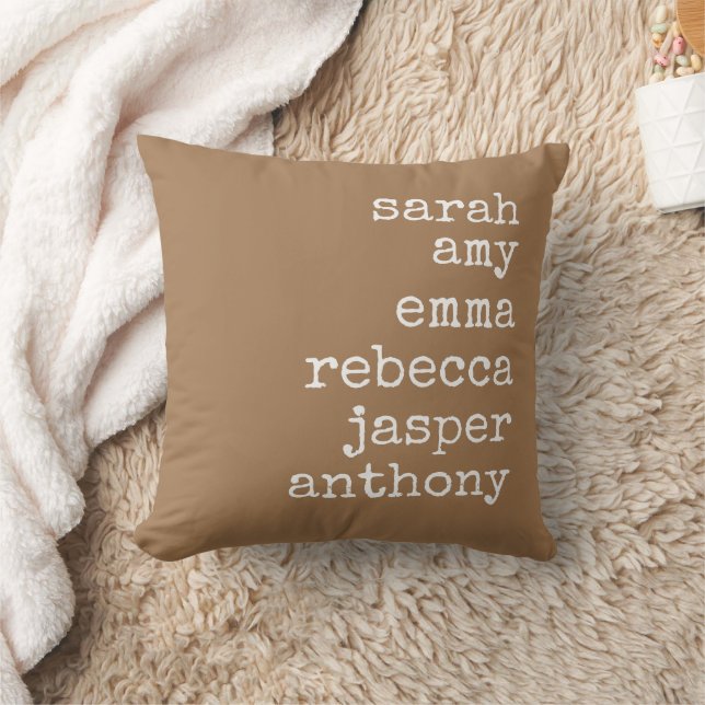 Terracotta Personalized Family Names Monogram  Throw Pillow (Blanket)