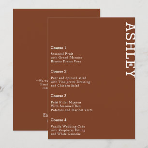 Terracotta Personalized Guest Name Wedding Menu