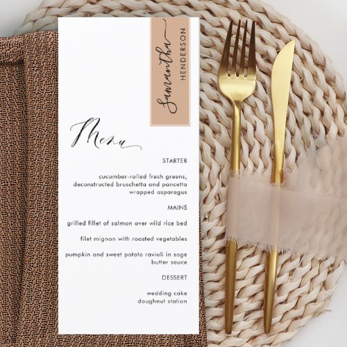 Terracotta Personalized with Guest Name Elegant Menu