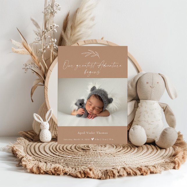 Terracotta Photo Baby Announcement Card (Creator Uploaded)
