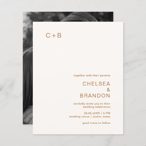 Terracotta Photo Budget Wedding Invitation