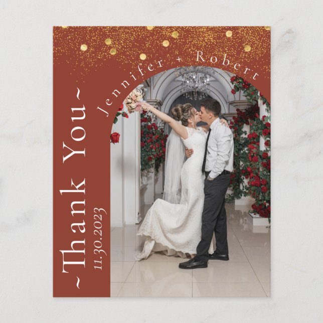 Terracotta Photo Budget Wedding Thank you card Flyer (Front)