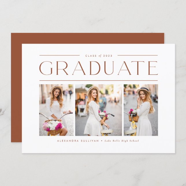 Terracotta Photo Collage Graduation Invitation (Front/Back)