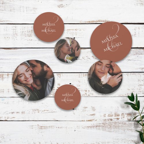 Terracotta Photo Greenery Ampersand Script Confetti