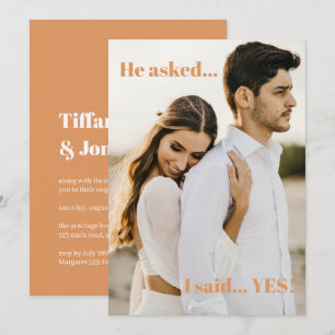 Terracotta Photo I Said Yes Engagement Party  Invitation