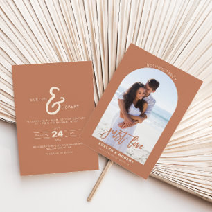 Terracotta Photo Nothing Fancy Just Love Wedding Invitation