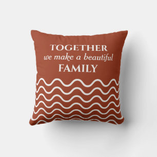 Terracotta Photo Quote Wavy Pattern Double Sided Throw Pillow