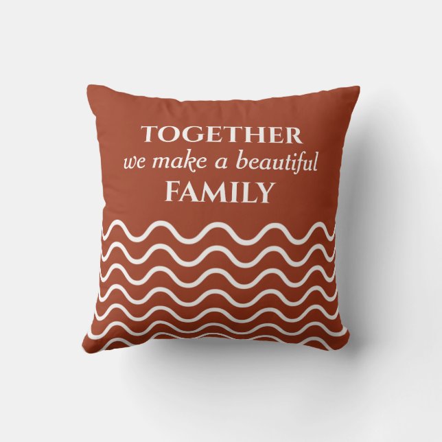 Terracotta Photo Quote Wavy Pattern Double Sided Throw Pillow (Back)