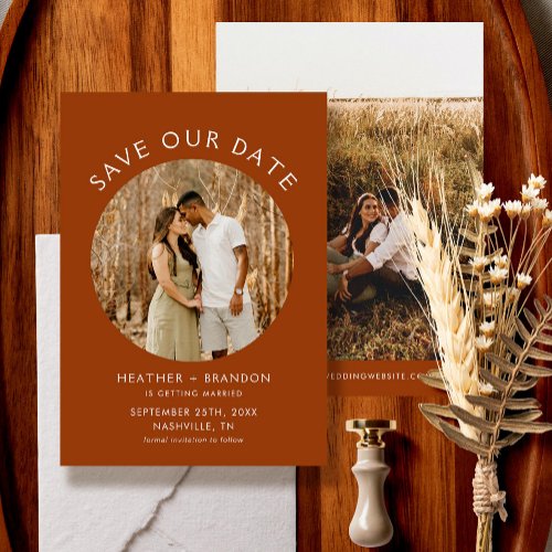 Terracotta Photo Save Our Dates Invitations