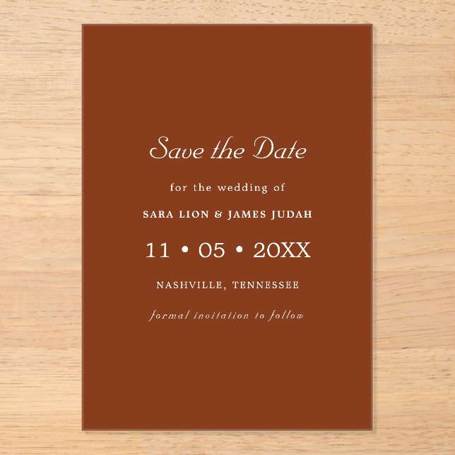 Terracotta Photo Save the Date Card (Front)