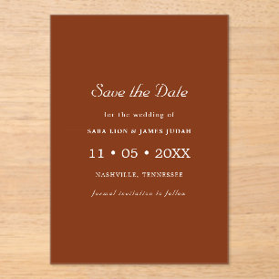 Terracotta Photo Save the Date Card Acrylic Invitations
