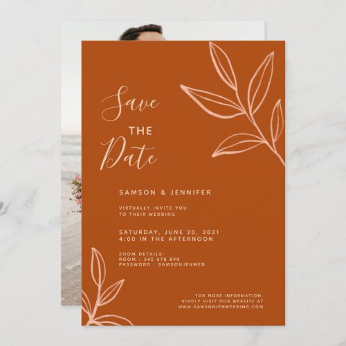 Terracotta Photo Save the Date Virtual Wedding Invitation