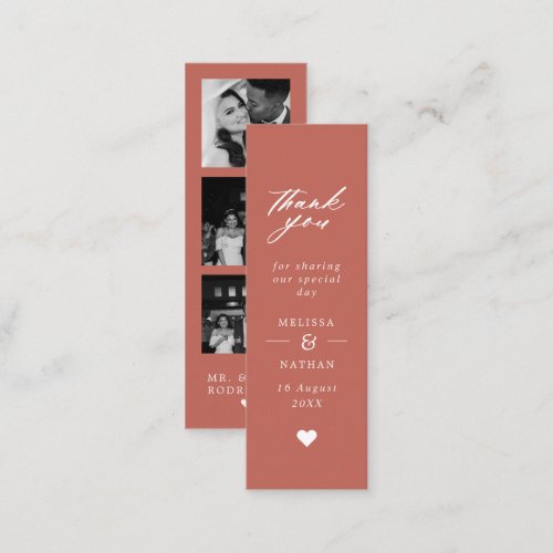 Terracotta Photo Strip Wedding Thank You Mini Calling Card