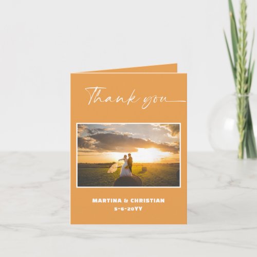Terracotta Photo  Wedding Folded Thank You Card