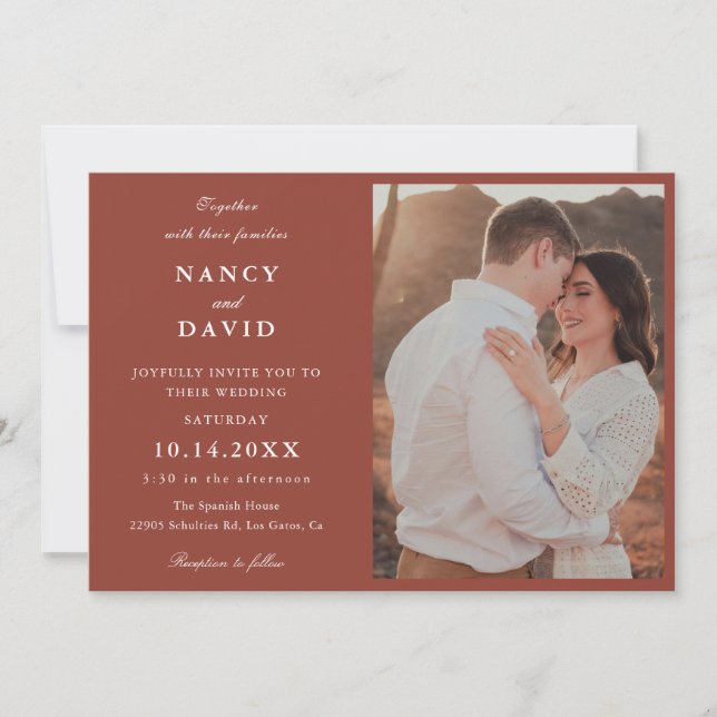 Terracotta Photo Wedding  Invitation (Front)