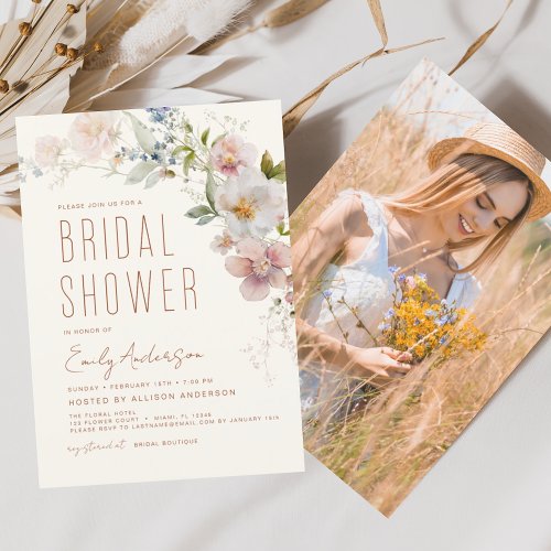 Terracotta Photo Wildflower Bridal Shower Boho  Invitation