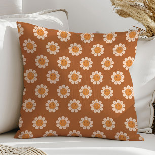 Terracotta Pillow Groovy 70s Flower Daisy Design