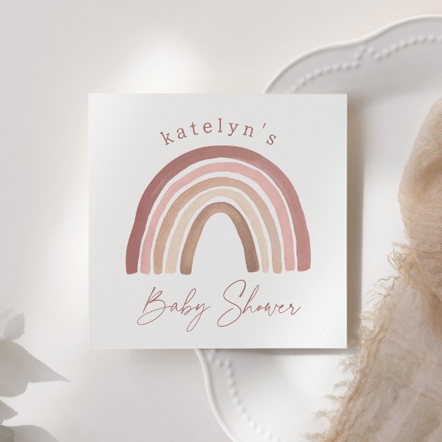Terracotta Pink Boho Rainbow Baby Shower Napkins (Creator Uploaded)
