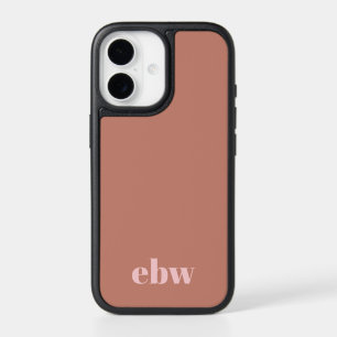 Terracotta Pink Brown Bold Serif Monogram Initials iPhone 17 Case
