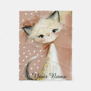 Terracotta Pink Dusty Rose Gold Accents Cat Custom Fleece Blanket