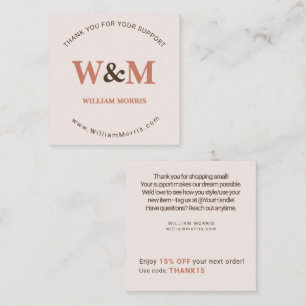 Terracotta Pink Elegant Branded Company Thank You Square Business Card