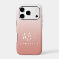 Terracotta Pink Ombre Script Future Mrs Name
