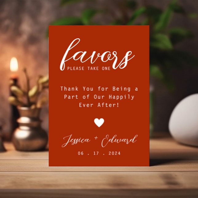 Terracotta Please Take One Favor Chic Elegant Sign (Creator Uploaded)