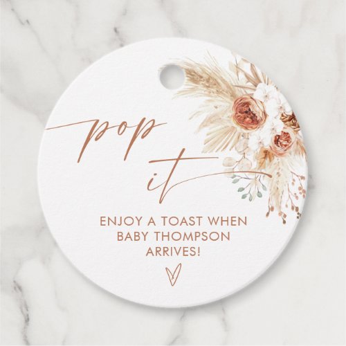 Terracotta Pop It When She Pops Boho Pampas Grass Favor Tags