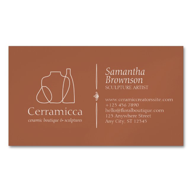 Terracotta Porcelain Sculpture Vase Ceramic Business Card Magnet