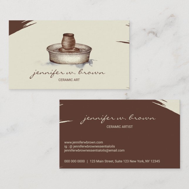 Terracotta Pottery Ceramic Artist Tool sculpture Business Card (Front/Back)