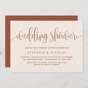 Terracotta Pretty Calligraphy Wedding Shower Invitation