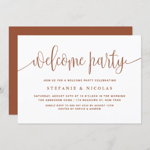Terracotta Pretty Calligraphy Welcome Party Invitation