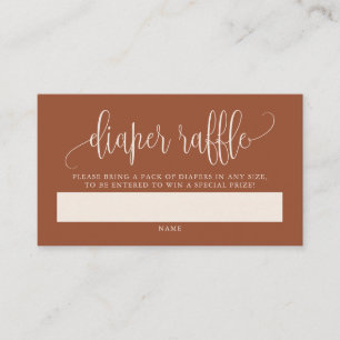 Terracotta Pretty Script Diaper Raffle Card