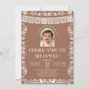 Terracotta Primer Añito Boy Invitation with Photo