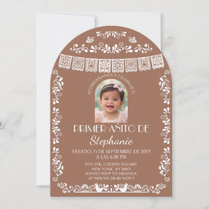 Terracotta Primer Añito Girl Photo Arch Invitation