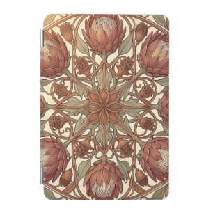 Terracotta Protea Art Nouveau Floral Medallion iPad Mini Cover