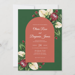 Terracotta Protea Forest Eucalyptus Wedding Invitation