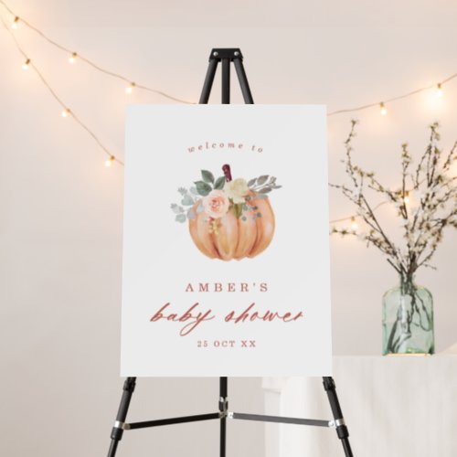 Terracotta Pumpkin and Roses Baby Shower Welcome Foam Board