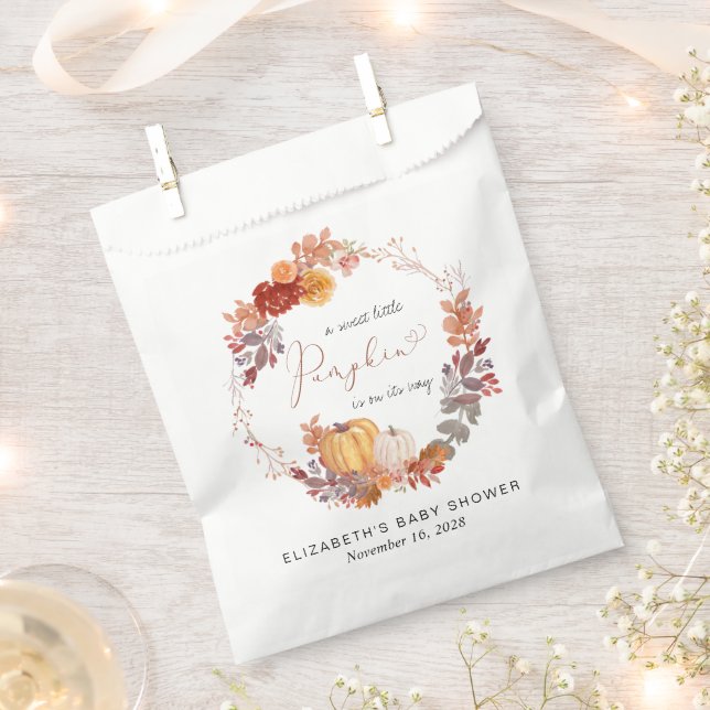 Terracotta Pumpkin Autumn Baby Shower Favor Bag (Clipped)