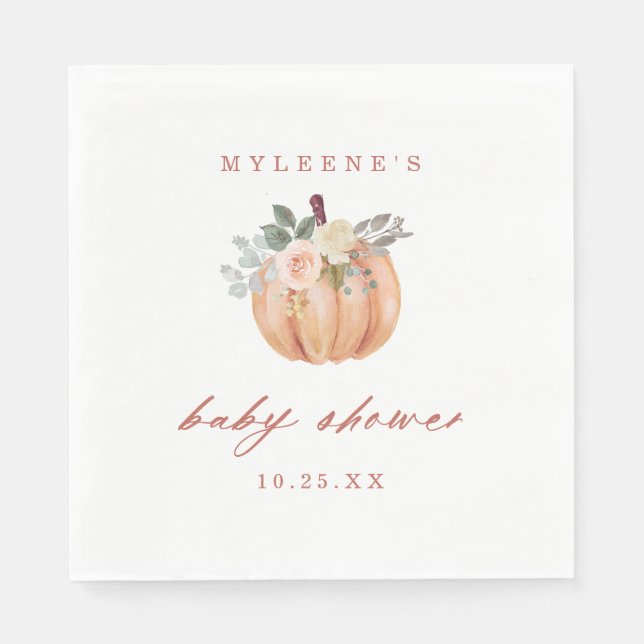 Terracotta Pumpkin Baby Shower Napkins (Front)