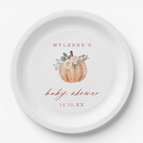 Terracotta Pumpkin Baby Shower Paper Plates