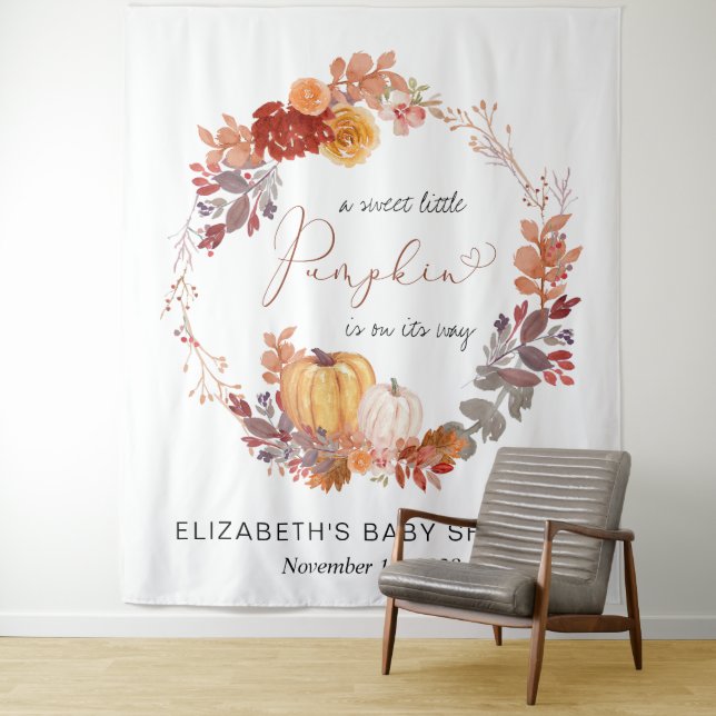 Terracotta Pumpkin Baby Shower Photo Backdrop (In Situ)