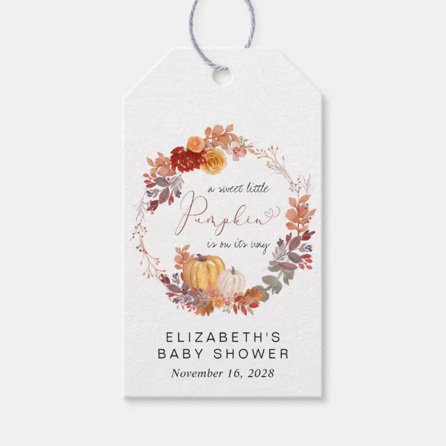 Terracotta Pumpkin Baby Shower Thank You Gift Tags | Zazzle