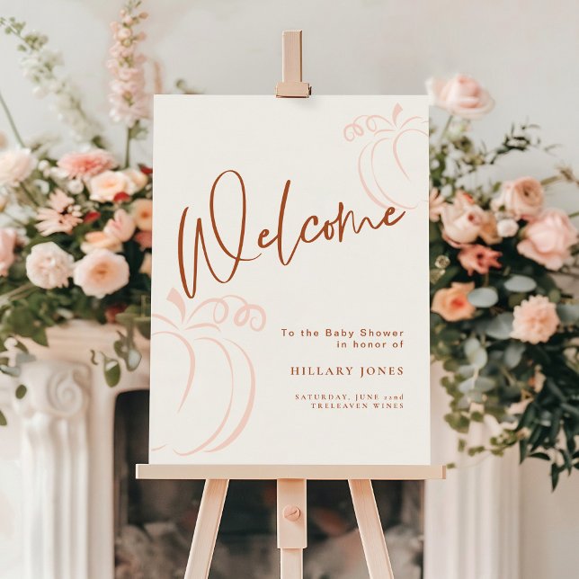 Terracotta Pumpkin Boho Baby Shower Welcome Sign (Creator Uploaded)