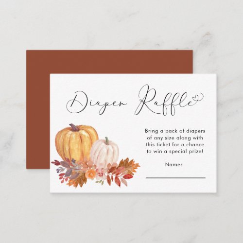 Terracotta Pumpkin Diaper Raffle Baby Shower Enclosure Card