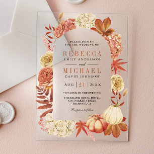 Terracotta Pumpkin Floral Wedding Acrylic Invitations